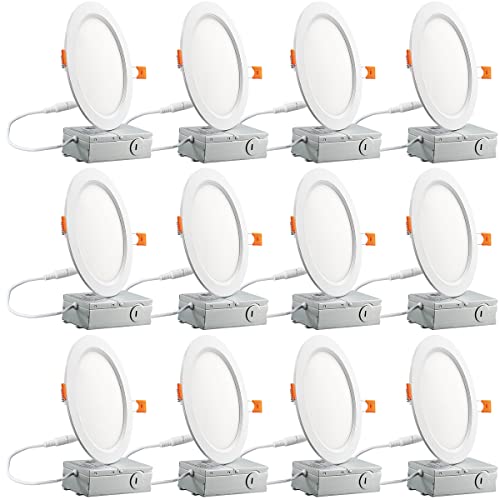 Get Discount Offer Led Ceiling Light,Led Recessed Lighting,,6 Inch Led Recessed Light,Ultra-Thin,12W 100W Eqv,1050LM High Brightness,90CRI 3000K Warm White,Canless Led Recessed Light 6 Inch Dimmable,ETL,12Pack