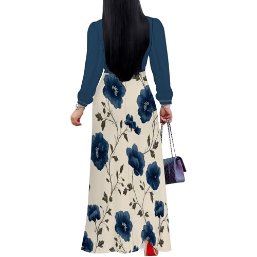 Image of PinkPatty Women's Long Sleeve Maxi Dress Plus Size Trendy Wedding Guest Dress with Pockets&Belt