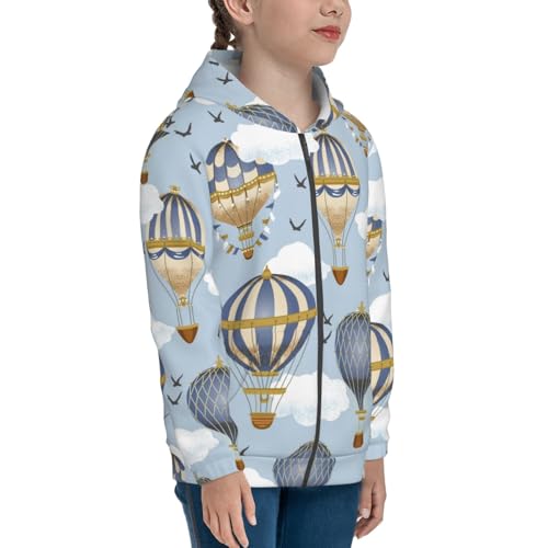 Balloon Vintage Kid Hoodies Boys Zip Up Sweatshirts Girls Pullover with Pocket4