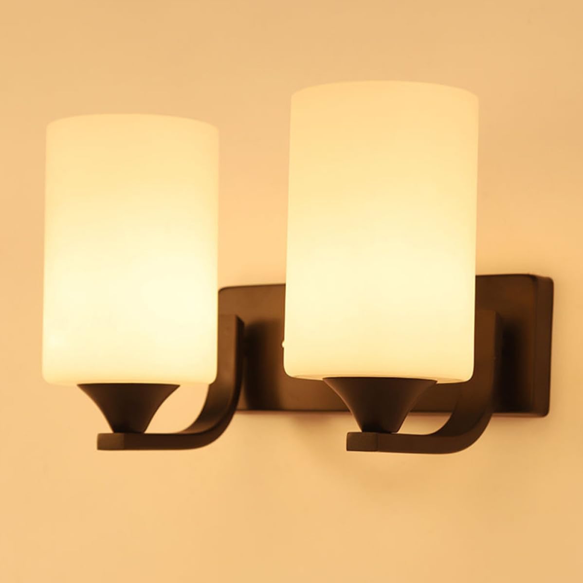 DECHOUS Pantalla de Lámpara Colgante Cilíndrica de Vidrio Blanco E27 para Lámpara de Pie y Pared, Pack de 2 Piezas Tono Relajante y Diseño Moderno