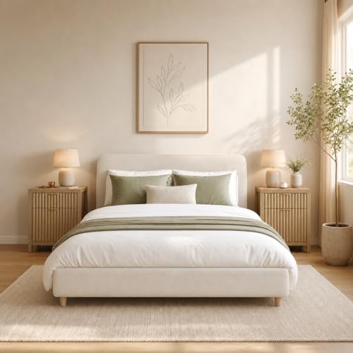Image of Walsham Fluted Nightstands Set of 2 with Charging Station, Golden Oak
