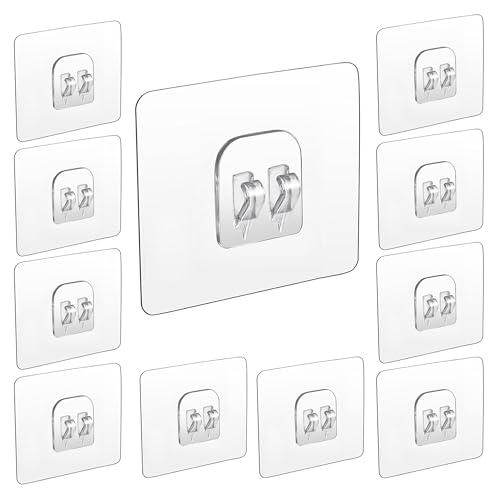 Image of Transparent Hook for Wall Without Drilling, 10 Pack Self Adhesive Hooks for Wall Heavy Duty Strong Nail Free for Hanging Photo Frame Stainless Steel