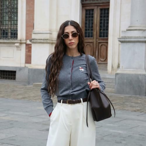 Image of GOELIA Women Wool Blend Lightweight Cardigan Sweaters 2026 Spring Business Casual Solid Long Sleeve Knitted Cardigan Top