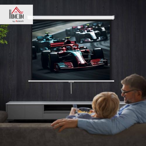 Miniatura 2 de Homcom Pantalla De Proyector Manual 84 Pulgadas Pantalla De Proyección Portátil Formato 4:3 Ángulo De Visión De 160 Para Interior Y Exterior Eventos Deportivos Cine En Casa Patio 165x124 Cm Blanco