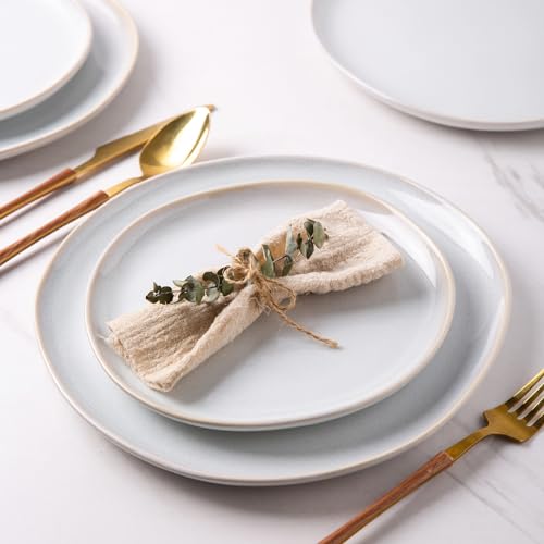 AmorArc Ceramic Dinnerware Sets,Handmade Reactive Glaze Stoneware Plates and Bowls Set,Highly Chip and Crack Resistant | Dishwasher & Microwave Safe,Service for 4 (12pc)