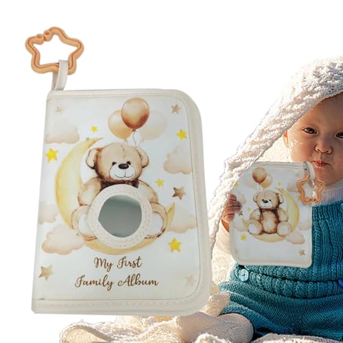 Álbum de fotos Soft Bear – Libro ilustrado para niños de 15 cm, organizador para recuerdos de peluche, diseño portátil | Álbum de recuerdos multifuncionales para la cuna, el cochecito, la guardería,