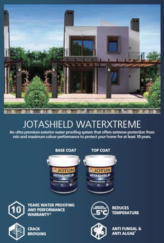 Image of Jotun Jotashield WaterXtreme Basecoat | 10 years water proofing | Crack bridging | Anti-fungal and anti-algae | Waterproof paint for walls | Waterproofing paint for home (20 Liters, White)