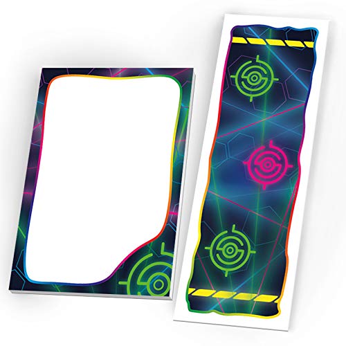 6 Notizblöcke + 6 Lesezeichen Mitgebsel Lasertag Gastgeschenk beim Geburtstag Kindergeburtstag Mädchen Jungen Lasertag-Party