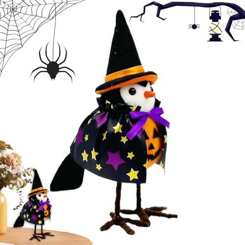 Halloween Felt Bird Decor - Fabric Bird Figurines, Creepy Lightweight Ornaments | Gothic Felt Birds, Tiered Tray Decorative Accent, Haunted Tabletop Centerpiece, Spooky Room Decoration For Dining Area