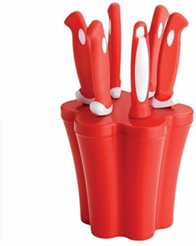 Filson Kitchen Knife & Peeler Set With Stand, 7 Pieces Set Made From Stainless Steel & Virgin Plastic