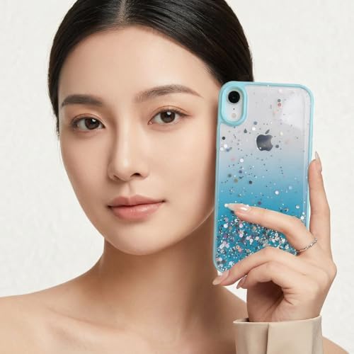 Image of VONZEE Electroplated Clear Transparent Cover for iPhone XR Case 6.1 inch Luxury TPU Cover Full Body & Camera Protection for Each Lens Bumper Cases for Men & Women (Mint Green)