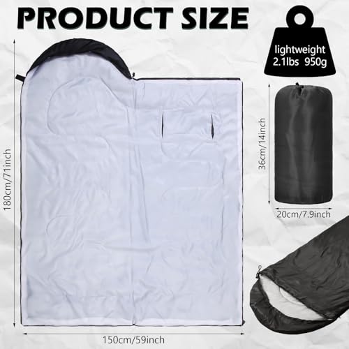 HunnmingRe 2 Piezas Bolsa de Dormir Usable para Adultos con Alcance de Brazo, 3 Temporadas, Impermeable para Camping, Senderismo, Mochileros y Caza miniatura 2