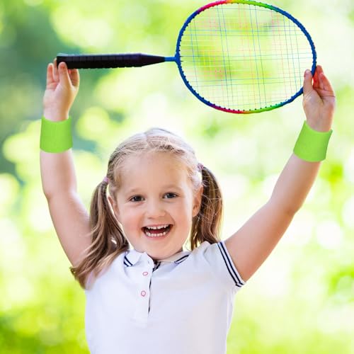 Image of Bememo 12 Pack Wristbands Sweatband for Women Men, Neon Colored Sport Wrist Bands, Tennis Football Basketball Sweatbands, Moisture Wicking Arm Bands for Working Out