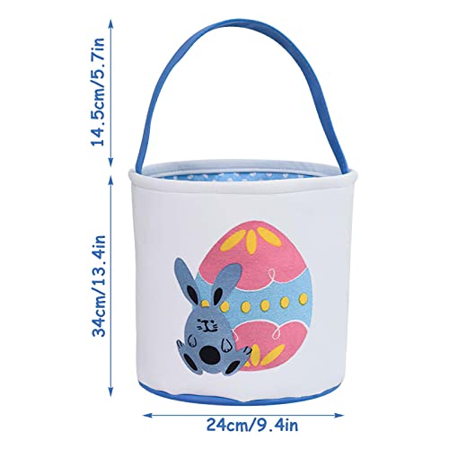 Image of Easter Basket Bags, WOVTE Bunny Easter Basket, Easter Eggs /Gift Baskets for Kids, Bunny Bucket for Easter Eggs,Toys, Candy,Gifts (Blue)