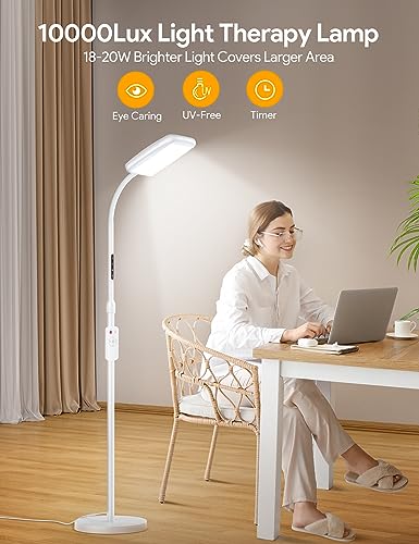image for MediAcous Light Lamp 10000 Lux, Sun Light Lamp UV-Free with 5 Color Te