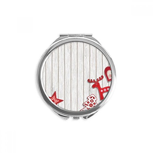 Miroir de poche élan joyeux Noël rouge et compact pour retouches maquillage