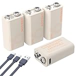 ENEGON 4 Pack 9V Batteries 1000mAh Rechargeable 9V Battery Type-C Charging for Precision Devices Such as Portable Multimeters, Metal Detector, Smoke Detectors and Wireless Microphones