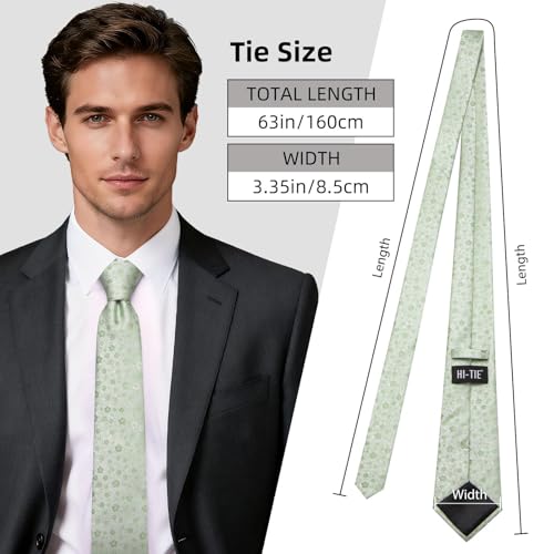 Image of Hi-Tie 63 inches Striped Paisley Extra Long Ties for Men Silk Necktie with Lapel Pin Tie Clip Big and Tall Men Formal Wedding