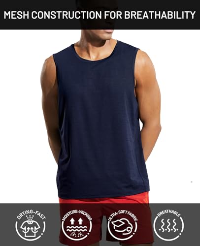 Image of MIER Men's Sleeveless Tank Top Dry Fit Workout Muscle Tee Shirt for Running Athletic Gym Sports Training, Moisture Wicking