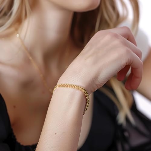 Pulsera cadena cubana de oro 14K para mujer y hombre miniatura 5