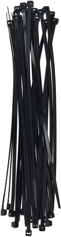 Heyiarbeit Cable Zip Ties 200mm Long 3.6mm Wide Eco-Friendly Nylon Plastic Black Wire Tie Wraps for Home Office Garden Garage Workshop 100pcs