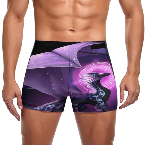 Boxer de bain pourpre au motif dragon pour homme avec finitions haut de gamme