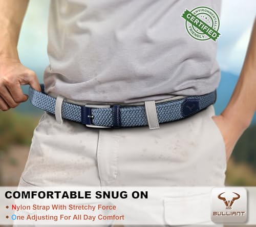 Image of BULLIANT Belt for Men 2Pack,Mens Gift Stretch Braided Web Belt Elastic for Casual Golf Jeans,1 3 /8 inch