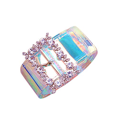 Ankomina Fashion Wide Clear Belt Transparent Crystal Rhinestone Buckle Waist Belt For Women Girls Jeans Shorts Pants #TOP2