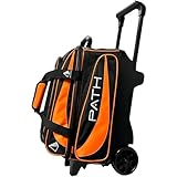Pyramid Path Premium Deluxe Double Roller with Oversized Accessory Pocket Bowling Bag (Black/Orange)