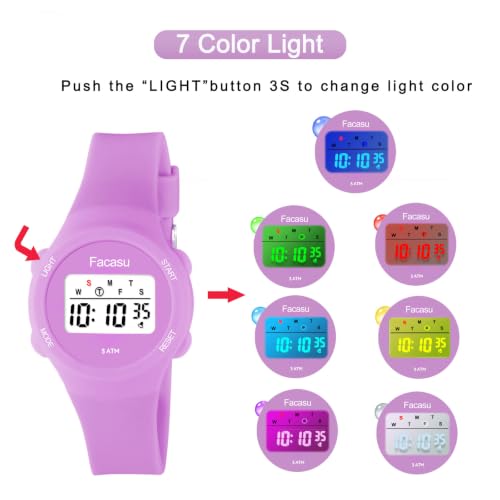 Image of Kids Digital Watch for Girls Boys,Children's Waterproof Colorful Light UP Outdoor Sport Watch with Stopwatch Alarm-Kids Gifts for Girls Boys