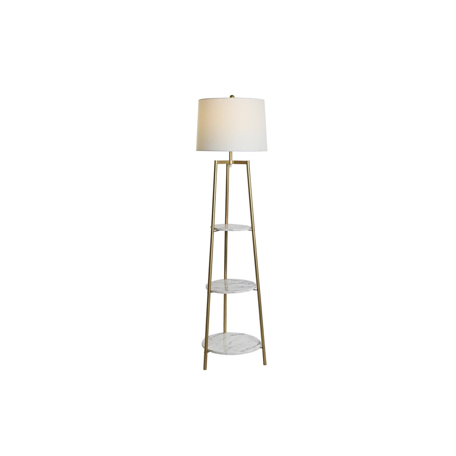 Lampadaire étagère en métal et bois MDF de 41x41x156 cm pour salon moderne