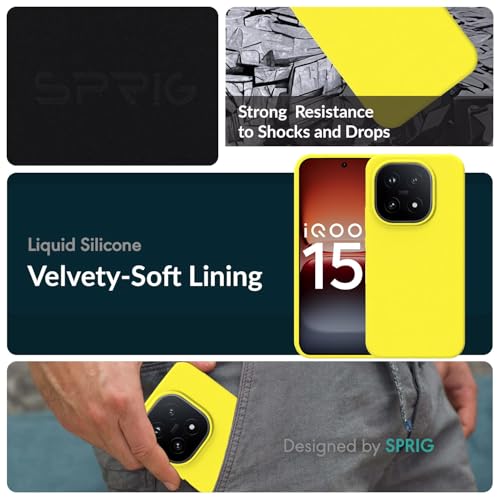 Image of SPRIG Compatible with IQOO 15 5G SilkTone Back Cover Drop Tested Shock Proof Silicone Mobile Case for Men, Women, Boys and Girls with Camera Protection (Shining Yellow)