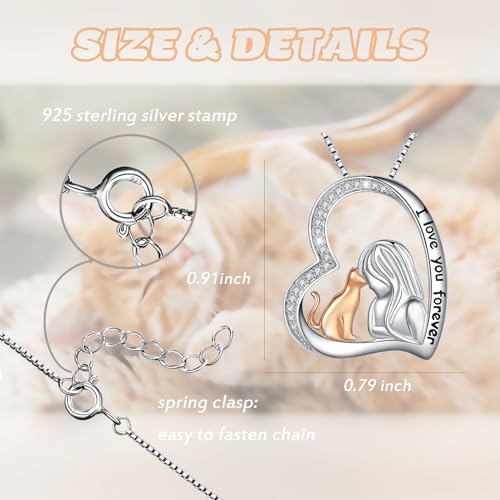925 Sterling Silver Cute Cat Dog Pet Pendant Necklace Animal Jewelry for Women Daughter Birthday Gifts2