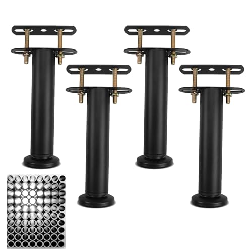 4 Piezas Patas Cama Ajustables Altura 18-32cm, Patas Soporte Metal Resistente, Patas Regulable Antideslizante, Juego Refuerzo Somier, Repuesto Apoyo para Muebles Bricolaje, Armarios, Mesa, Sofas