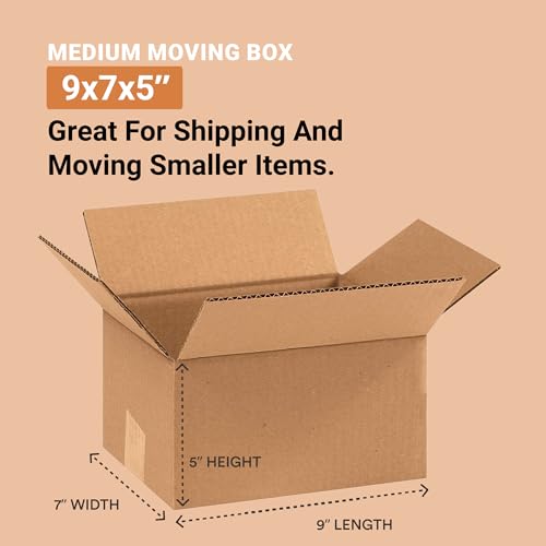 Image of Box USA Shipping Boxes Small 9 inchL x 7 inchW x 5 inchH 25-Pack - Corrugated Cardboard Box for Moving, Mailing, Packing, Packaging and Storage