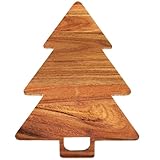 Christmas Tree Cutting Board - Christmas Tree Shaped Charcuterie Board Wood Platters for Kitchen,Christmas Tree Wooden Serving Tray Cheese Board with Handle/brown