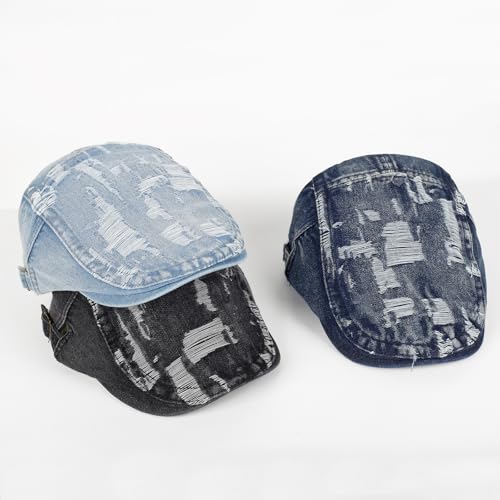 Image of 3Pcs Men's Newsboy Caps Cotton Cooling Hat Adjustable Flat Cap for Men