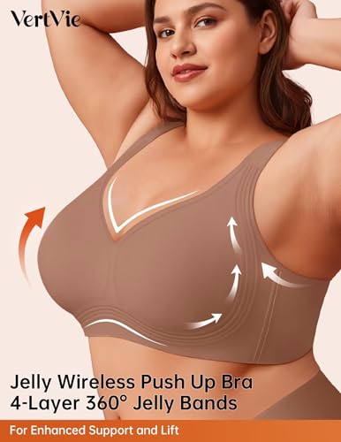 Image of Vertvie Jelly Bras for Women No Underwire Minimizer Support | Plus Size Older Lift, Full Coverage & Smoothing Back, Push Up, Separation & Supportive, Soft Comfy Seamless Wireless Bralette