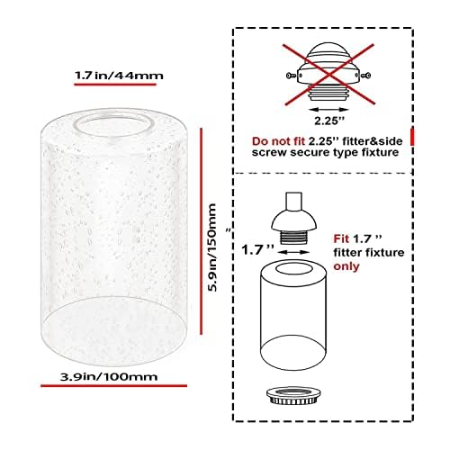 Image of 4-Pack Seeded Glass Shade Covers, Cylinder Bubble Glass Replacements Lampshade 5.9 in Height, 3.9 in Diameter, 1.7 in Fitter, High Transmittance Clear Glass Shades for Light Fixtures
