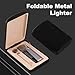 Foldable Metal Lighter 2-in-1 Retro Portable Lighters with Leather Gift Box, Refillable Butane Gas Soft Flame Lighter Set, Unique Gifts for Men and Women (Without Gas)