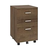 DEVAISE 3 Drawer Mobile File Cabinet, Wood Filing Cabinet fits A4 and Letter Size for Home Office, Grey Oak
