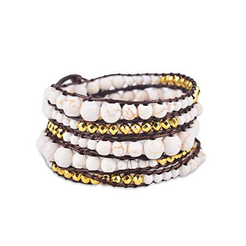 Spirit Wrist Eden Wrap Beaded Bracelets – Boho Bracelets For Women & Men – Gold Hematite + Brown Bead Bracelet – Handmade In Bali Women’s & Mens Bracelet – Great Gift For Women & Men #TOP6