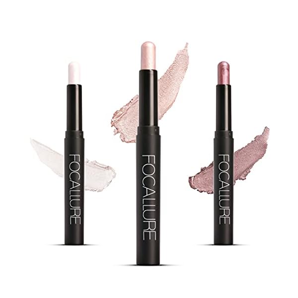 FOCALLURE 3 Pcs 2 in 1 Eyeshadow and Eyeliner Pen, Shimmer Eye Shadow Pencil, High Pigmented Eyeshadow, Highlighter Eye Liner, Multi-Dimensional eyes Look, FA38-11116-123