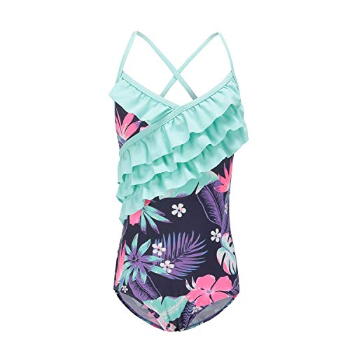 Image of Girls One Piece Swimsuits Hawaiian Ruffle Swimwear Beach Bathing Suit