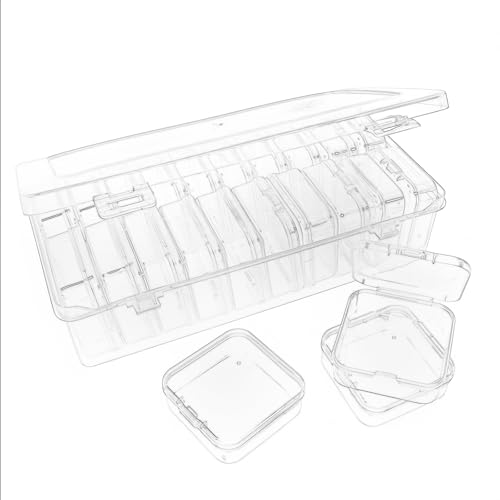 Image of 24Pack Bead Organizer Box With Hinged Lid - Clear Bead Storage Containers for Organizing DIY Jewelry Craft and Bracelet Making - Mini Plastic Bead Box (24Pack 2.15 X 2.15 X 0.8inch)