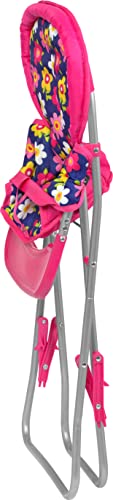 Fash n kolor - Baby Doll High Chair with Tray, Fits up to 18 inch Baby Dolls, Flower Print Toddler Furniture Toy High Chair for Dolls Toys Easy to fold for Compact Storage