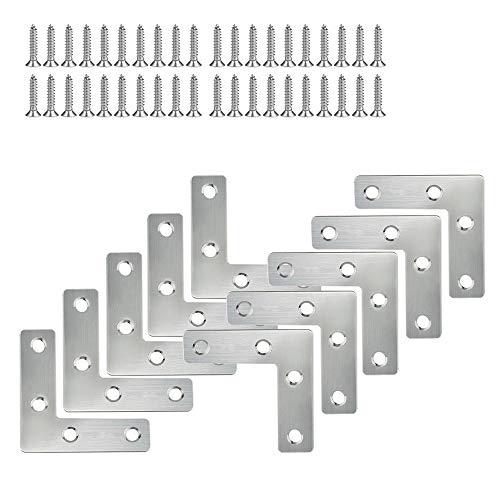 XFentech Escuadras de Angulo de Acero Inoxidable - 5/10 Piezas Soporte de ángulo 90 Grado forma de L Refuerzo de Fijación con Tornillos, 50 * 50mm