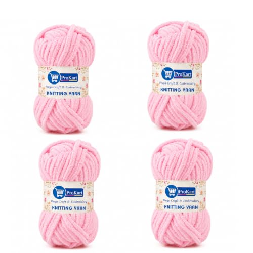 Image of ProKart Premium Blankie Wool, Plush & Cuddly, | Blanket Thick /Adult, Sweaters, caps, Throws, Home Furnishing, Scarves, Blankets (Light Pink, 100gms x 4 Pack)