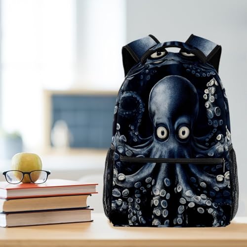 Sac à dos d'école avec porte-bouteille bleu libellule ergonomique - 6