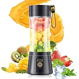 Portable Blender for Smoothies & Shakes - Cordless Blender with 380Ml Traveling Cup, 6 Stainless Steel Blades, BAP Free, Easily Making Fresh Juice for Office/Gym